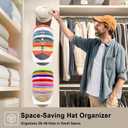 Hat Organizer for Baseball Caps, Wall Mounted Hat Rack for Closet Storage, Space Save Holder Holds 20 Ball Cap, Curved Design Room Organization for Home Closet Door Bedroom (White-2 Pack)