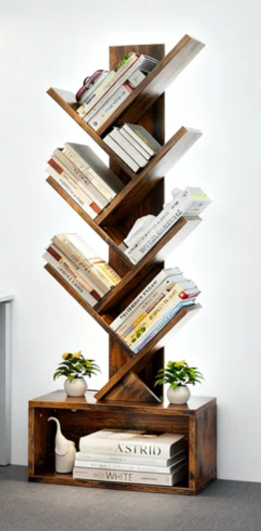 6-Tier LED Bookshelf Tree With RGBIC Lighting & Music Sync, Space-Saving Corner Bookcase With Storage Drawer For Living Room, Bedroom, Home Office