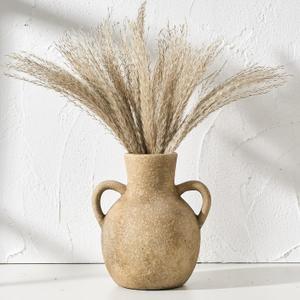 SIDUCAL Rustic Ceramic Farmhouse Flower Vase with 2 Handles, Terracotta Vase, Decorative Pottery Flower for Home Decor, Table, Wedding, Living Room, Shelf Decor, 7.3 Inch, Brown SIDUCAL Rustic Ceramic Farmhouse Flower Vase with 2 Handles, Terracotta Vase, Decorative Pottery Flower for Home Decor, Table, Wedding, Living Room, Shelf Decor, 7.3 Inch, Brown