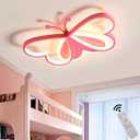 Led Ceiling Light Fixture Modern Kids Room Flush Mount Dimmable with Remote 36w Pink Butterfly Ceiling Lamp for Girl Boy Baby Bedroom Living Room, L/50cm *W/36cm*H/6cm