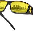 FEISEDY Night Driving Sunglasses Polarized Fit Over Sunglasses for Men, Yellow Lenses, Anti Glare Glasses B0225 (Black *1)