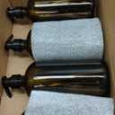 32 Ounce Glass Pump Dispenser Bottle, Large Amber Container with Pump for Shower and Bath Shampoo Soap Conditioner Lotion - 1 Liter - by Kitchentoolz (Pack of 4)