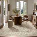 Machine Washable Rugs for Living Room: 5x7 Area Rugs for Bedroom Vintage Stain Resistant Non Slip Low Pile Lightweight Boho Carpet for Kitchen Dining Room Farmhouse Kids Room Nursery, Brown And Grey