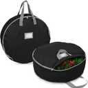 Primode Christmas Wreath Storage Bag 36" - 2 Pack Artificial Wreath Container - Garland Holiday Xmas Wreaths Holder - Sturdy Handles - Inner Straps - Card Slot Zipper Strong Oxford (36 Inch, Black)