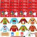 Syhood 36 Set Ceramic Painting Kit Paint Your Own Plaster Holiday Crafts Ornaments with Greeting Cards Xmas Gifts Exchange for Christmas Party Decor (Ugly Sweater)