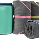 MISSION Tuko Microfiber Beach Towels 4 Pack, Quick Dry Pool Towel Set with Water Resistant Carrying Case, Lightweight Sand Resistant Travel Essential for Boat, Swim and Beach, 60 x 30