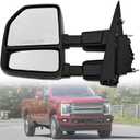 Left Driver Side Tow Mirror Fits for 2017-2022 Ford F250 F350 F450 with Blind Spot Detection Support Power Glass Adjustment Power Heated with Turn Signal Light & Puddle Light Manual Folding