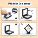 6 Pcs 3D Floating Display Case Frame Display Holder Stands Inner Round Transparent PE Film Storage Box for Jewelry Challenge Coin Medal Antique 3.5 x 3.5 x 0.8 Inches Black and White