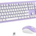 Wireless Keyboard and Mouse, 2.4GHz Cordless Keyboard Mouse Combo, Optical Mouse, Plug and Play USB Receiver, Compatible with Windows, Mac, Laptop, and PCWhite Purple