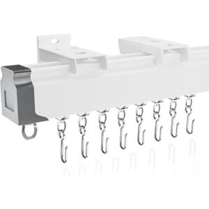 Jos & Haz Ceiling Curtain Track Set  3ft-13ft / 4 Meter  Premium Heavy Duty Curtain Track, Ceiling Mount and Wall Mount for Room Divider, Living Room, Bedroom, Office (White)