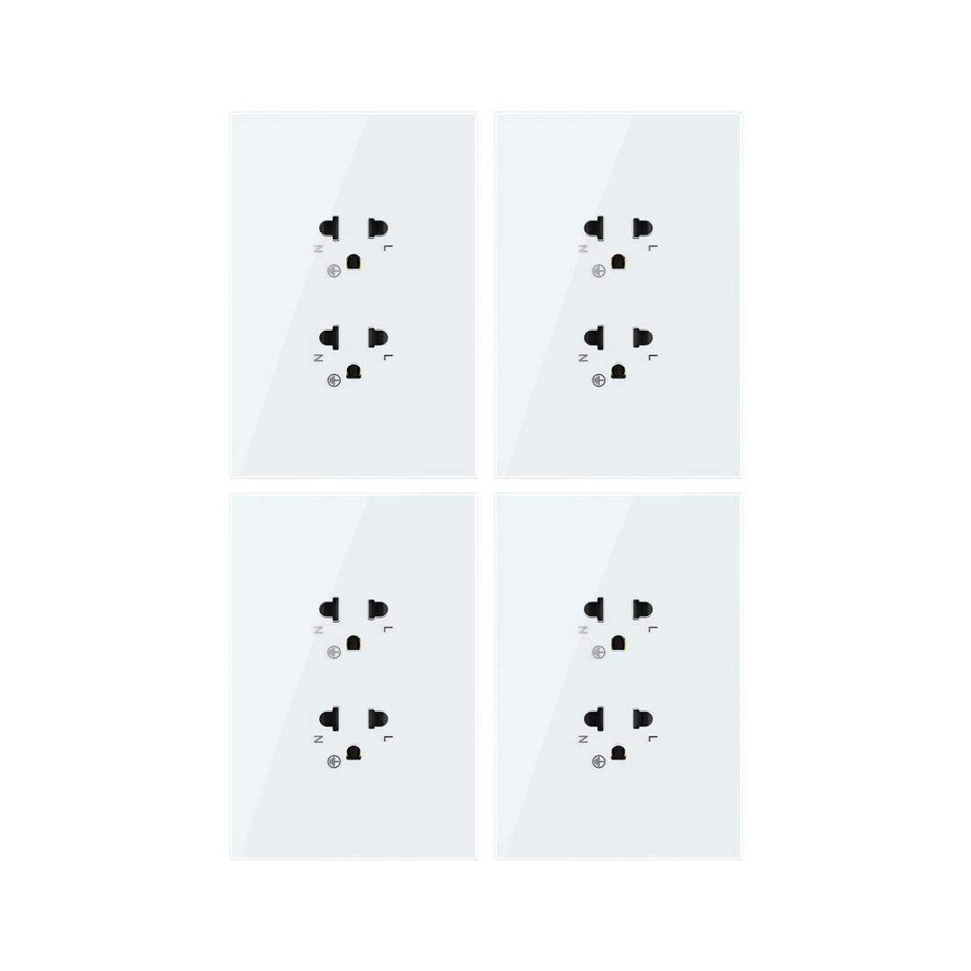 LIVOLO Tamper Resistant Outlet, Duplex Electrical Receptacle with Tempered Glass Panel, White Standard Wall Plate, Decorative Wall Outlet for Home Office Hotel, 3.46x5.12 inch (4, White)