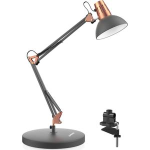 LEPOWER Metal Desk Lamp, Adjustable Goose Neck Architect Table Lamp with On/Off Switch, Swing Arm Desk Lamp with Clamp, Eye-Caring Reading Lamp for Bedroom, Study Room &Office (Sandy Black)