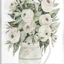Stupell Industries White Ranunculus Blossoms Flower Vase Wood Wall Art, Design by Cindy Jacobs (13L" x 0.5W")