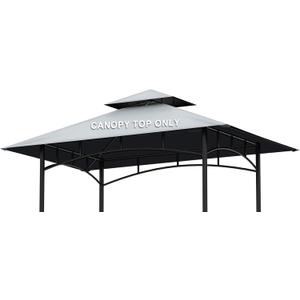 Grill Gazebo Replacement Canopy Top - AONEAR 5'x8' Outdoor BBQ Tent Roof Cover Double Tiered Outdoor Grill Shelter Fit for Model L-GG001PST-F (Gray)