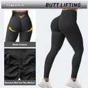 Impact Hidden Scrunch Butt Leggings for Women Mid Low Waist Gym Workout Legging Tummy Control Booty Lifting Yoga Pants (Black, M)