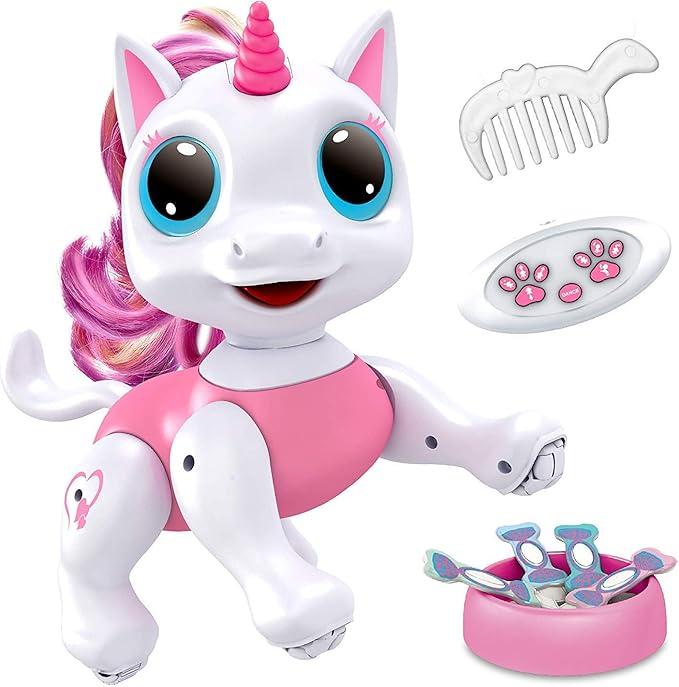 Power Your Fun Robo Pets Unicorn Toy for Girls and Boys - Remote Control Robot Toys with Interactive Hand Motion Gestures, STEM Programmable Treats, Walking, Dancing Robot Unicorn Kids Toy (Pink)