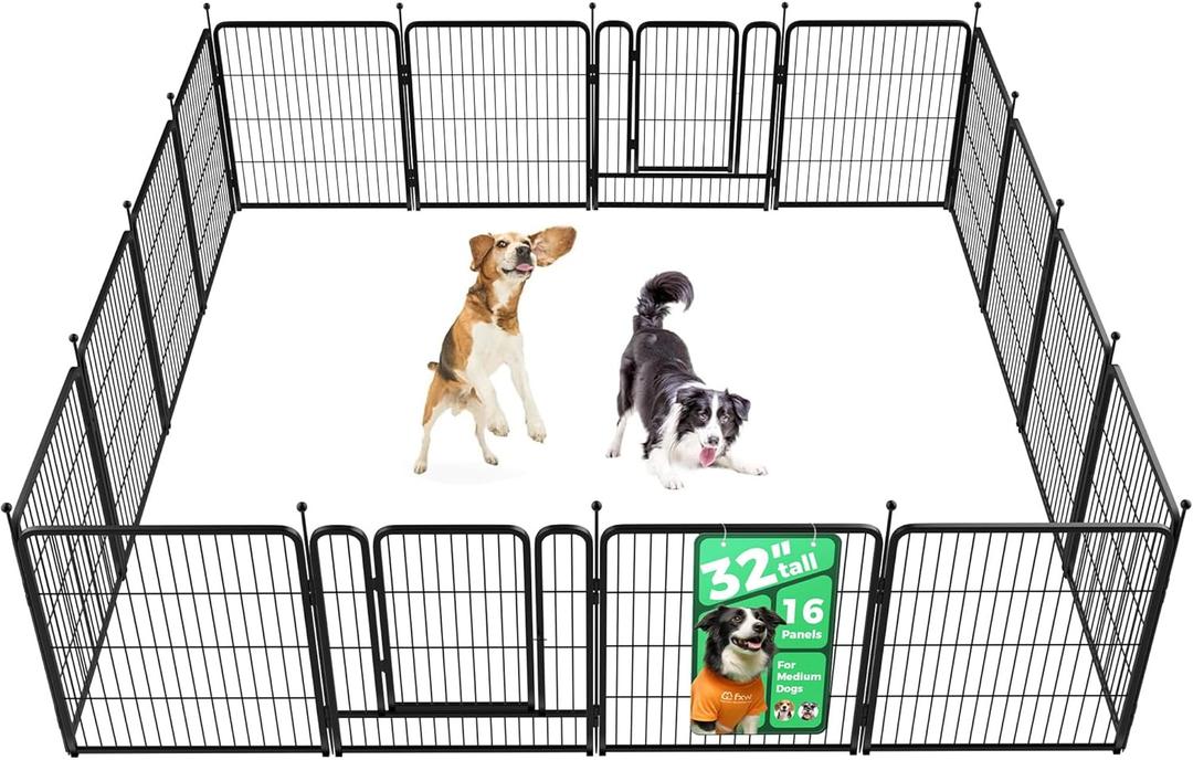 FXW Rollick Unleashed Dog Playpen for Indoor, Yard, RV Camping, 32 inch 16 Panels for Small and Medium Dogs, BlackPatented