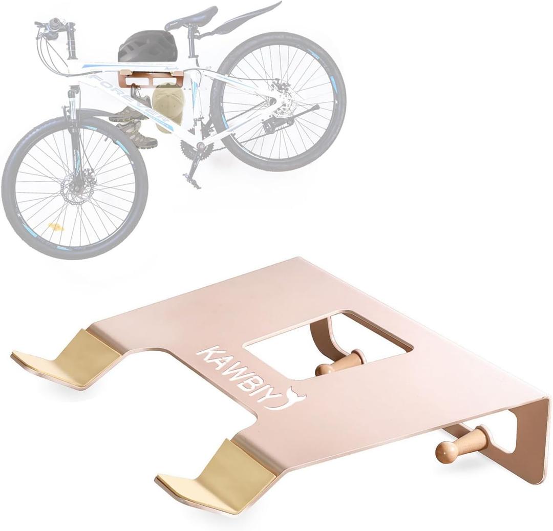 Bike Wall Mount With Shelf, Heavy-Duty Adjustable Bike Hanger, Multifunctional Wall Mount, Hold Up To 66lbs for Horizontal Storage of Road, Hybrid Bikes in Garage, Home, Apartment (White)