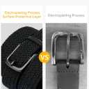 CHAOREN Mens Belt - Braided Stretch Golf Belt for Men 1 3/8"- Gift for Golf Pants Casual Shorts Jeans (Black / Silver)