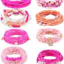 ELABEST 50” Tie-on African Waist Beads for Women Non Stretching 8Pcs Belly Beads Plus Size Colorful Handmade Beaded Waist Jewelry Accessories Body Chain