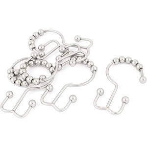 Ruilogod Bathroom Shower Hold Rod Curtain Hooks Rings w Rollers 6Pcs (id: 754 07f 2c3 6b2 24d