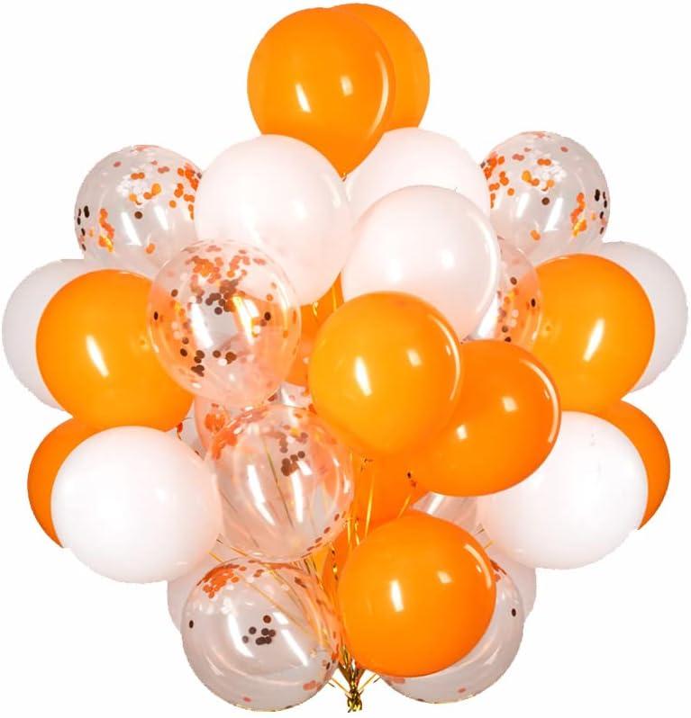 12 inch Orange and White Balloons,Orange and White Confetti Balloons for Birthday Party Decorations