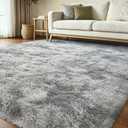 6x9 Ft Large Shag Rugs for Living Room Decor, Tie-Dyed Ultra Soft Fluffy Furry Area Rugs for Bedroom Indoor Floor, Aesthetic Carpet for Kids Home (Grey)