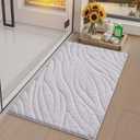 LUMI Bathroom Rug, Soft Absorbent Non Slip Bath Mat, Quick Dry Bath Mats, Machine Washable Microfiber Carpet for Modern Shower Room, Bathtub, Minimalist Bathmat, 17"x30", White (Alpine)