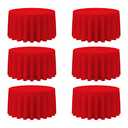 BRILLMAX 6 Pack Red Round Tablecloths 120 Inch for 60” Tables - 150 GSM Polyester Fabric, Floor Length Drop, Water, Stain & Wrinkle Resistant Cloth Cover for Wedding Reception Banquet Dining Party