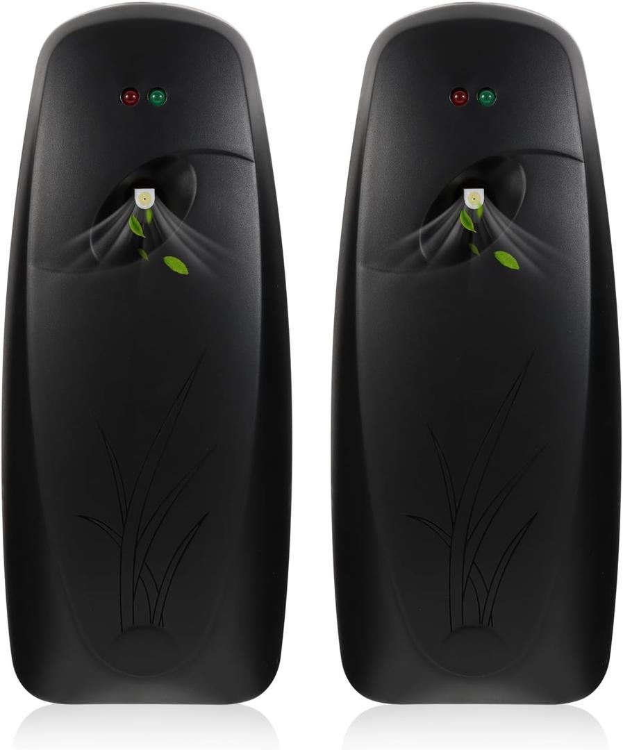2PCS Automatic Air Freshener Spray Dispenser - Commercial and Home Use - Multiple Time Scent/Mist Release Settings for Room/Restroom Sprayer,Air Freshener not Included,Black (1 Count (Pack of 2))