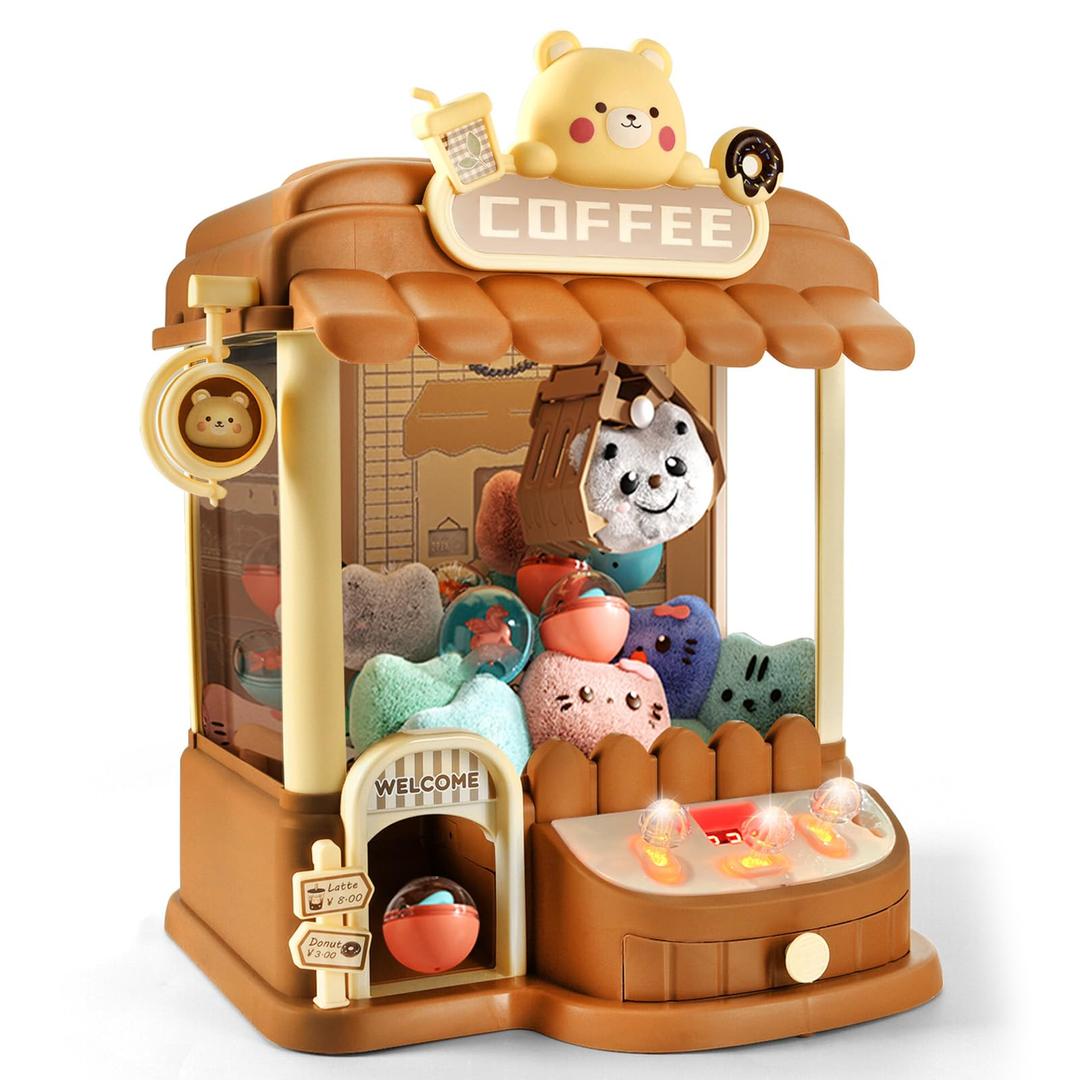Large Claw Machine for Kids Adults, Mini Vending Machine with 30 Fun Toys, Candy Dispenser Machine, Prize Dispenser with Music Light Birthday Gifts for Boys Girls Age 5-7 8-10 10-12 (Bear)