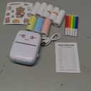 Mini Printer Portable, Inkless Sticker printer with 8 Rolls Paper, Bluetooth Wireless mini thermal printer Compatible with iOS + Android for Journal, Memo, Photo, Print Pod Gifts for Girls Kids