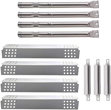Hiorucet Grill Replacement Parts for Charbroil 4 Burner 463241113, 463449914 Gas Grill Models. Stainless Steel Heat Plate Tent Shields, Pipe Burner Tubes and Crossover Tubes Replacement Kit.