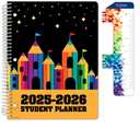 Global Datebooks 2025-2026 Elementary Student Planner 8.5x11 - Dated Weekly & Monthly Academic Planner (Large) with Ruler/ Bookmark & Stickers, Ideal for Homework, Matrix Style, Pencil Castle
