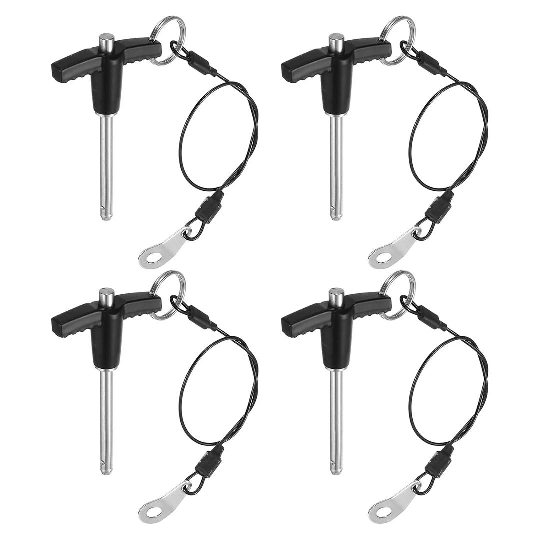 Uxcell 4Pcs T Handle Lock Pins, 5mm x 40mm Usage Length Stainless Steel Push-Button Quick Release Pin