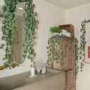 CQURE 14 Pack Eucalyptus Garland, Artificial Greenery Garland Spring Faux Eucalyptus Leaves Table Vines for Wedding Backdrop Fireplace Arch Door Wall Room Decor98FT