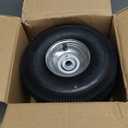 RRQ 10 Inch Pneumatic Wheel 4.10/3.50-4 Tire, 10" Pneumatic Wheels with 5/8" Bearings,2.2" Offset Hub for Garden Cart, Hand Truck, Lawn Cart, Mower (2 Pack)