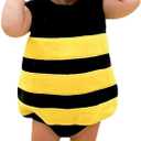 MERSARIPHY Infant Baby Outfits Girl Boy Cartoon Bees Romper Baby Halloween Costumes Fall Clothes with Hat (12-18 Months, Stripes)