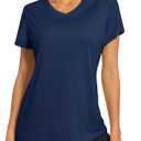 Cavva Women's Athletic Short Sleeve Shirts Workout Tops | Quick Dry, Moisture-wicking, Lightweight, Breathable, UPF 50+, Sun Protectioin, Stretchy, V-Neck, for Running, Gym, Yoga (XL)