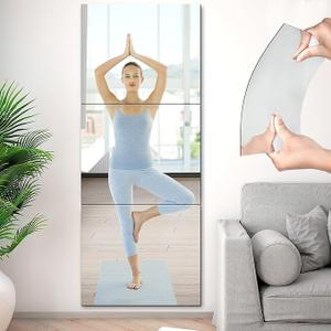 JUNEBRUSHS 3 Pack Self Adhesive Acrylic Mirrors, 20 x 24 Inch Full Length Mirror Tiles,Frameless Mirror Sheets Wall Stickers for Wall Mounted Make Up Gym Workout