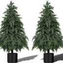 Grooy 2 Pack 3FT Artificial Cedar Topiary Trees with Pot for Porch Decor