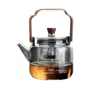 Tea Pot with Infuser for Loose Leaf Tea, Glass Teapot Stovetop, Heat Resistant Borosilicate Tea Kettle, Clear, 34oz/1000ml Capacity, Tea Strainer