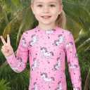 Girls Rash Guard Sets, 2 Piece Long Sleeve Kids Bathing Suits Size 3M-14Y | UPF 50+ Sun Protection, Quick-Dry Fabric, Tagless Label, Fine 40-Gauge Knit, Soft Lining, Fade-resistant, High Elasticity