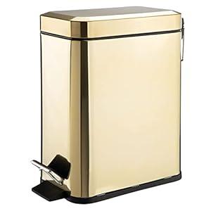 iDesign Rectangular 1.3 Gallon Bathroom Trash Set of 2-White Rectangle Step Can 5L M2