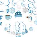 2 x Christmas Snowman,Snowflake,Winter,Snow Hanging Swirl Decorations for Festival,Party,Together,Celling,Classroom,Home,Office,Bedroom(30Ct)
