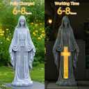 VChymm Solar Virgin Mary Praying Statue 27.9 Inch- Outdoor Religious Garden Decor with LED Lights, Weather-Resistant Magnesium Oxide Sculpture for Yard, Patio, Entryway, Gray Solar Virgin Mary, Large
