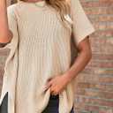 MARZXIN Womens Sweater Crewneck Short Sleeve Knit Pullover Tops Causal Oversized Lightweight Sweaters (S)