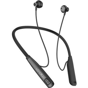 Around the neck headphone, the new Bluetooth 5.4 playtime up to 100 hours LED battery display, with microphone neckband bluetooth headphones, neck headphones semi-in-ear noise cancelling IPX7 (Black)