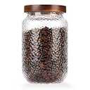 WHJY Glass Storage Container with Lid, Airtight Glass Jars, Farmhouse Tea Canister, Dog Treat Jar for Pet, Irregularity Texture Glass Candy Cookies Coffee Canister Jar Bath salt Container - 24oz