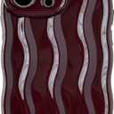 Caseative for iPhone 13 Pro Case,Water Ripple Pattern Curly Wave Frame Soft Phone Case (Wine Red)